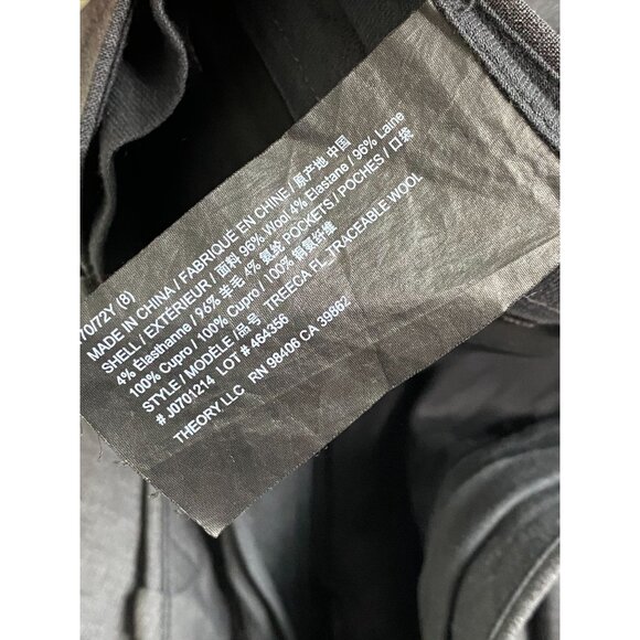 Theory Women Gray Wool Dress Pants Size 8 Trouser Career Formal Capsule Straight - Picture 4 of 16